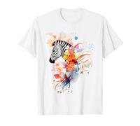 Zebra Animal Abstract Motif Colorful Artwork Painting Zebra T-Shirt, Men, White, XX-Large