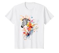 Zebra Animal Abstract Motif Colorful Artwork Painting Zebra T-Shirt, Youth, White, 2T