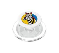 Zebra animal, abstract, yellow, blue, red, round background PopSockets PopGrip for MagSafe