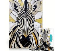 Zebra Animal Gold Decor Jigsaw for Adults1000 Pieces Mind Boost Game Seamless Fit Precise Pieces Relaxing Indoor Group Activity (38x26cm)
