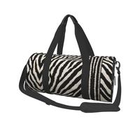 Zebra Animal Large Round Travel Duffle Bag, Full-Print Canvas Weekender with Padded Lining, Multiple Pockets,Detachable Shoulder Strap and Soft Leather Handles