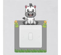 Zebra Animal Light Switch Surround Sticker Nursery Jungle Safari Childrens Decal Wall Art Sticker Vinyl Kids Boys Girl Bedroom Room Decor