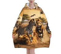 Zebra Animal Print Adults Cozy Oversized Blanket Hoodie Soft Warm Wearable Winter Xmas Blankets