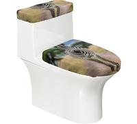 Zebra Animal Print Bathroom Toilet Lid Cover, Washable Toilet Lid Set,Fits Most Round,Oblong Lids