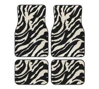Zebra Animal Print Car Foot Mat Four-Piece Set Full Set With Non-Slip Rubber Backing