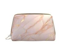 Zebra Animal Print Leather Makeup Bag Small Travel Cosmetic Bag For Women,Cosmetic Organizer Makeup Pouch For Purse, Rose Gold Marble, One Size
