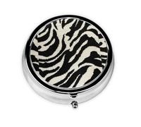 Zebra Animal Print Pill Box Purse Small Round Pill Case Decorative Box Metal Medicine Vitamin Pill Organizer for Pocket Or Purse