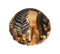 Zebra Animal Print Reusable Shower Cap For Women Shower Caps With Double-Layer Elastic For Long Hair Bath
