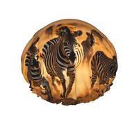 Zebra Animal Print Reusable Shower Cap For Women Shower Caps With Double-Layer Elastic For Long Hair Bath