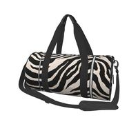 Zebra Animal Print Round Duffel Bag, Canvas Overnight Travel Tote Bag, Waterproof and Tear-Resistant.Foldable Weekend Travel Bag