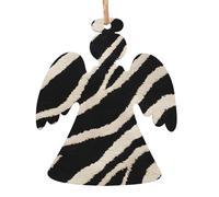 Zebra Animal Printed Angel Shape Christmas Tree Pendants 2 Pcs, Lanyards Home Holiday Xmas New Year Party Decorations