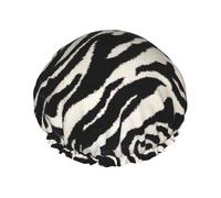 Zebra Animal Printed Large Shower Cap, Double Layer Hair Protector For Facial Care, Reusable Hair Wrap