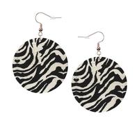 Zebra Animal Printed Round Earrings For Women, 1 Pair Lightweight Leather Pierced Earrings Set Trendy Jewelry Gifts For Women Girls