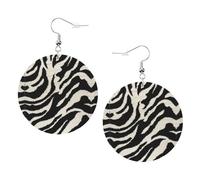Zebra Animal Printed Round Earrings For Women, 1 Pair Lightweight Leather Pierced Earrings Set Trendy Jewelry Gifts For Women Girls