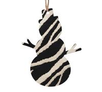 Zebra Animal Printed Snowman Shape Christmas Tree Pendants 2 Pcs, Lanyards Home Holiday Xmas New Year Party Decorations