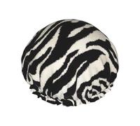 Zebra Animal Shower Cap - Full Print Design, Water-Resistant Polyester Fabric, Bathing Essential
