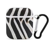 Zebra Animal Skin Funny Headphone Cases Compatible with AirPods 1&2 Hard PC Protective Cover with Keychain