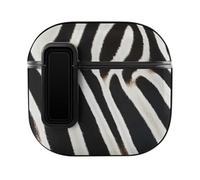 Zebra Animal Skin Funny Headphone Cases Compatible with AirPods 4 Hard PC Protective Cover with Secure Buckle