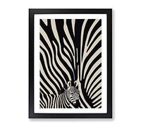 Zebra Art No.4 Abstract Framed Print | A2 Black Framed Wall Art | Ready to Hang | Abstract Animal Picture | Living Room Bedroom Lounge Office