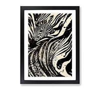 Zebra Art No.6 Abstract Framed Print | A2 Black Framed Wall Art | Ready to Hang | Abstract Animal Picture | Living Room Bedroom Lounge Office