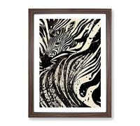 Zebra Art No.6 Abstract Framed Print | A4 Walnut Framed Wall Art | Ready to Hang | Abstract Animal Picture | Living Room Bedroom Lounge Office