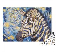 Zebra Art-Starry Night StyleJigsaw Puzzle Animal Mind Relaxation Adults Stress Relief Wall Art Decor 1000 Pieces 52x38cm/1000pcs