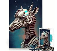 Zebra Astronaut Jigsaw Puzzles 1000 Mind Skill Play Premium Laser Cut Quality Quiet Time Mind Exercise at Home (38x52cm)