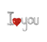 Zebra Balloons I Heart You Foil Balloon, 90cm Silver Heart Balloon, 1 count, Unisex-Adults, Couples, Individuals expressing love or affection, Valentine's Day