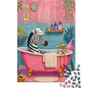 Zebra Bath Time Kids Beginner Puzzle, Cognitive Game, Wall Decoration for Kids 70x50cm/1000pcs