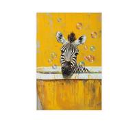 Zebra Bath Time Poster Canvas Poster Bedroom Decor Landscape Office Room Decor Gift 12x18inch(30x45cm)