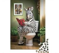 Zebra Bathroom Scene 1000 Piece Jigsaw Puzzle Jigsaw Puzzle for Adults Paper Puzzle Game Relaxation Focus Family Decor Gift 70x50cm/1000pcs