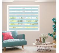 Zebra Blind Day and Night Roller Blind Aluminium Frame Dual Layer Fabric Modern Window Blind Easy to Install Easy Clean Privacy Living Room Kitchen Bedroom Bathroom 155 cm Drop (Blue, 150cm Width)