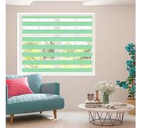 Zebra Blind Day and Night Roller Blind Aluminium Frame Dual Layer Fabric Modern Window Blind Easy to Install Easy Clean Privacy Living Room Kitchen Bedroom Bathroom 155 cm Drop (Green, 55cm Width)