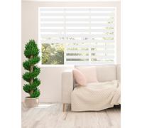 Zebra Blind - Day and Night Roller Blind, Aluminium Frame, Dual Layer Striped Fabric Modern Elegant Window Blind, Easy Clean, Light Control Privacy 145 cm Drop, White, (185cm Width)