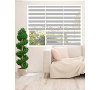 Zebra Blind - Day and Night Roller Blind, Aluminium Frame, Dual Layer Striped Fabric Modern Elegant Window Blind, Easy Clean, Light Control Privacy 145 cm Drop, Grey, (70cm Width)