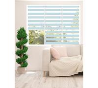 Zebra Blind - Day and Night Roller Blind, Aluminium Frame, Dual Layer Striped Fabric Modern Elegant Window Blind, Easy Clean, Light Control Privacy 145 cm Drop, Blue, (95cm Width)