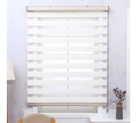 Zebra Blinds Roller Shades Blackout Curtain for Window,Double Layer Sheer Window Treatment Privacy Light Control Roller Blind for Living Room Office (White,150x150cm)