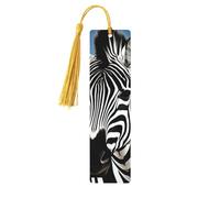 Zebra Bookmark, Wooden Bookmarks for Book Lovers Handmade Wood Book Mark with Tassel Reading Page Markers Ornament Wooden Gift Tags Labels for Craft Decorations