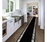 Zebra Border Long Hallway Carpet Runner runrug Black 60cm x 270cm