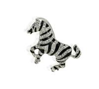 Zebra Brooch Pin Scarf Black White Unisex Alloy Animal Rhinestone Classic