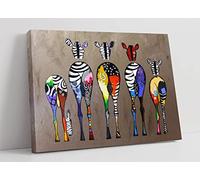 Zebra Bum Print Multi Coloured Canvas Wall Art Picture Print - 24 inch wide x 16 inch high (Frame Depth 30mm)