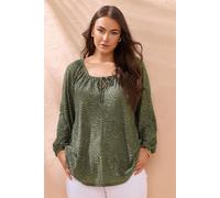 Zebra Burnout Blouse Evans Light Khaki 22-24