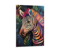 Zebra Canvas Print Colourful Wall Art -Modern Room Bedroom Piece Home Decor Interior Design 24x36inch(60x90cm)