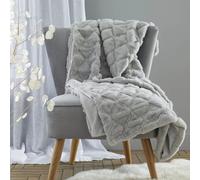 Catherine Lansfield Cosy Diamond 137x170cm Throw Silver Grey