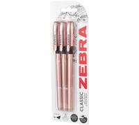 Zebra Classic Rose Gold Ballpoint Pens Black Ink Pack of 3