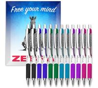 Zebra Classic Z-Grip Flight Ballpoint Pen - 1.2mm - Black, Blue, Green, Light Blue, Purple & Pink Ink - Pack of 12 Pens in Envelope Gift Packaging