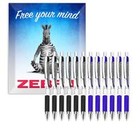 Zebra Classic Z-Grip Flight Ballpoint Pens - 1.2mm - Black & Blue Ink - Pack of 12 - In Envelope Gift Packaging