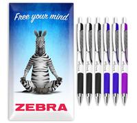 Zebra Classic Z-Grip Flight Ballpoint Pens - 1.2mm - Black, Blue, & Violet Ink - Teacher's Pack of 6 - In Envelope Gift Packaging