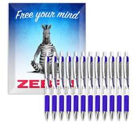 Zebra Classic Z-Grip Flight Ballpoint Pens - 1.2mm - Blue Ink - Pack of 12 - In Zebra Envelope Gift Packaging