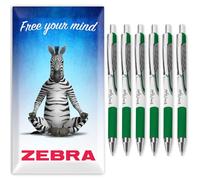 Zebra Classic Z-Grip Flight Ballpoint Pens - 1.2mm - Green Ink - Pack of 6 - In Envelope Gift Packaging